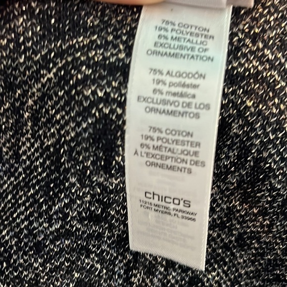 Chico’s Ivy Ruana Wrap Poncho Metallic Fringe Sleeves Black Gold One Size - Picture 8 of 10